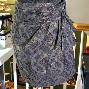 Highwaisted Brown & Gold Brocade Pencil Skirt